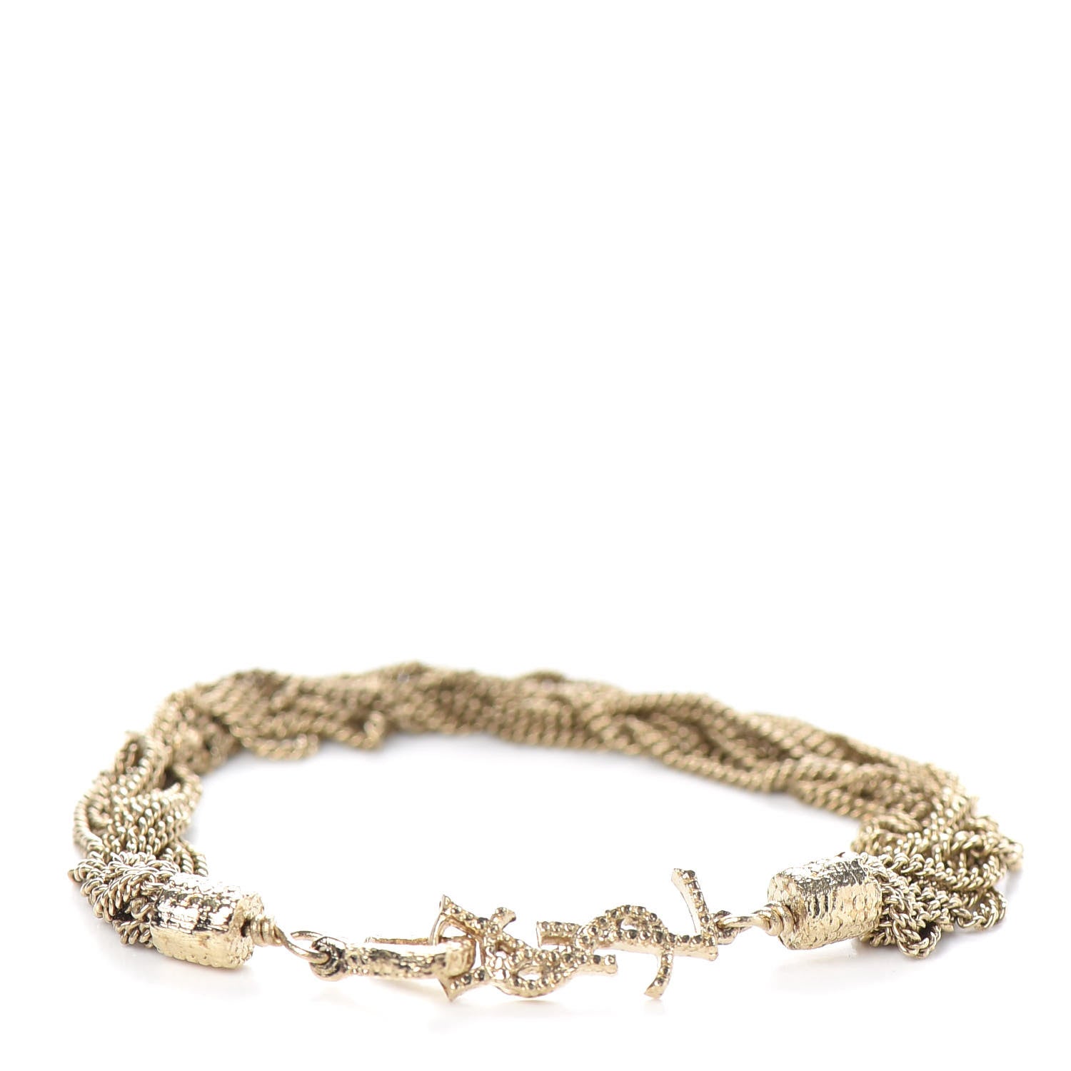 Saint Laurent Lou Lou Twisted Chains Bracelet Gold 1 of 3