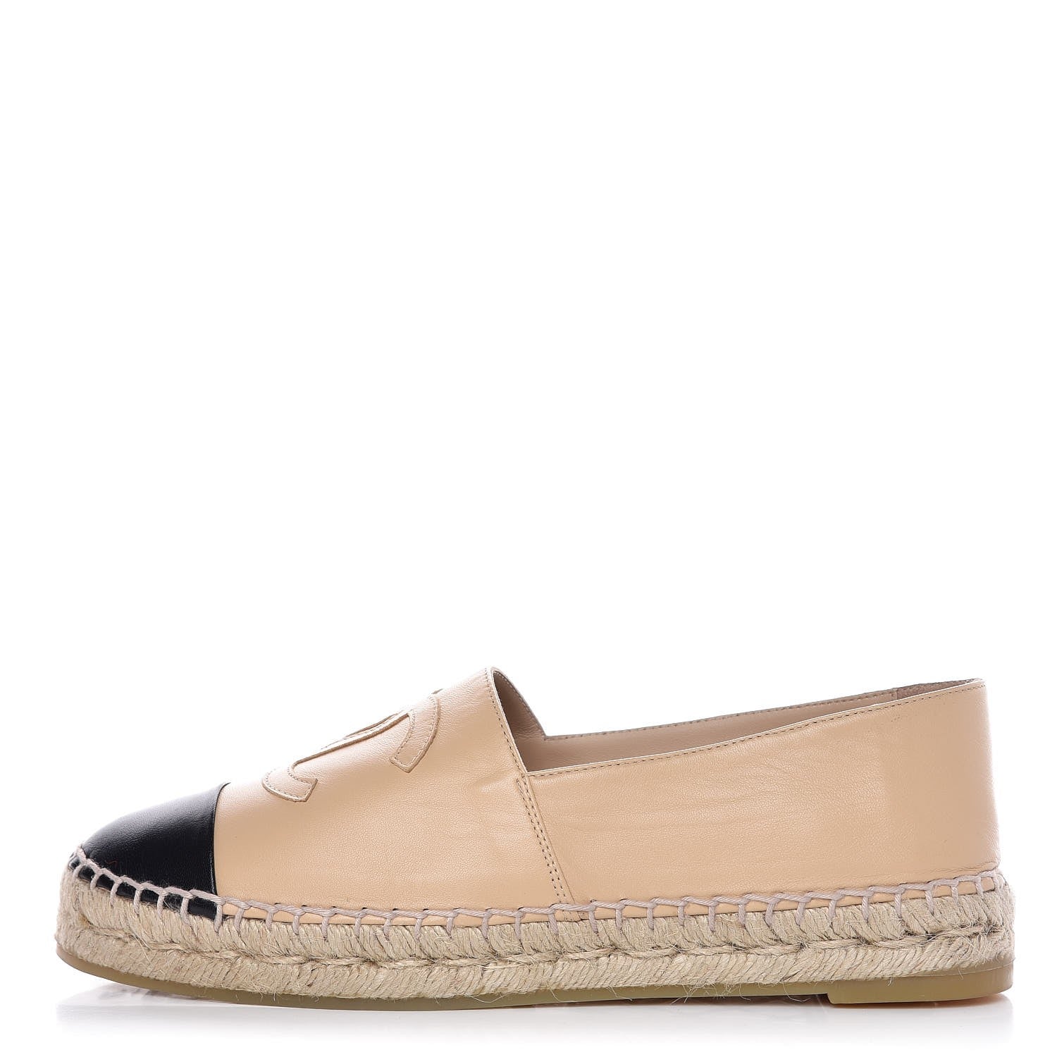 Chanel Lambskin CC Espadrilles 39 Beige Black 1 of 10