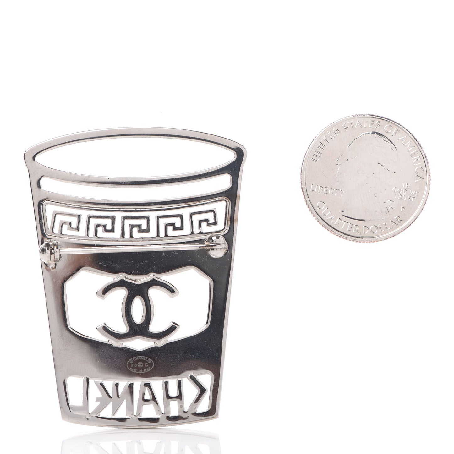 Crystal CC Greek Cup Brooch Silver Blue