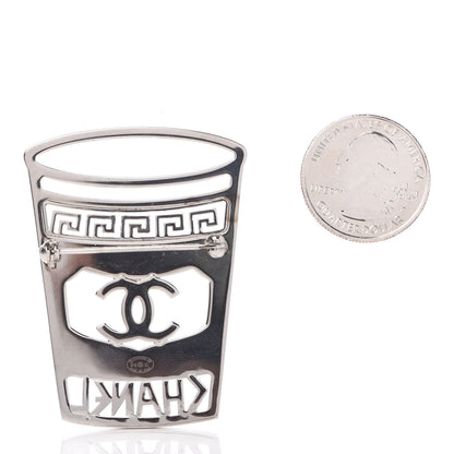 Chanel Crystal CC Greek Cup Brooch Silver Blue 3 of 5