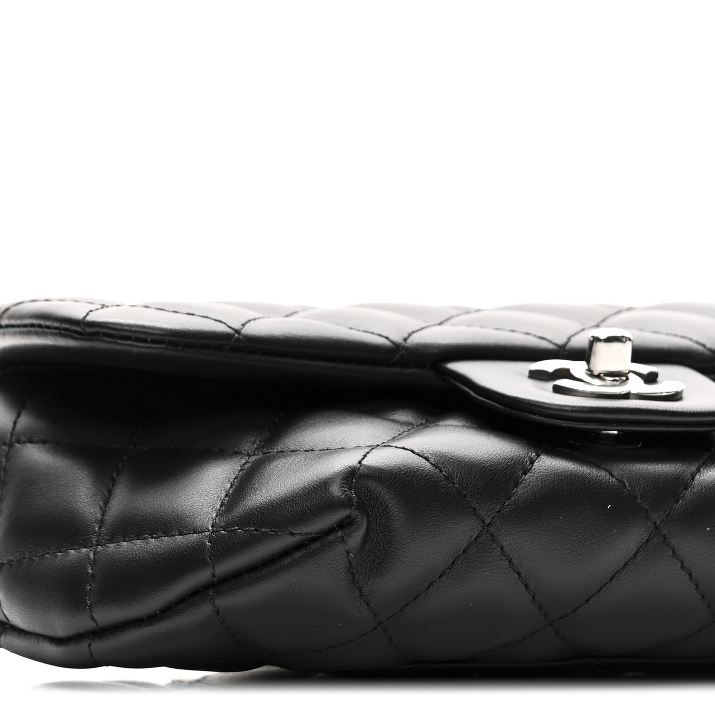 Calfskin Quilted CC Uniform Flap Belt Bag Black