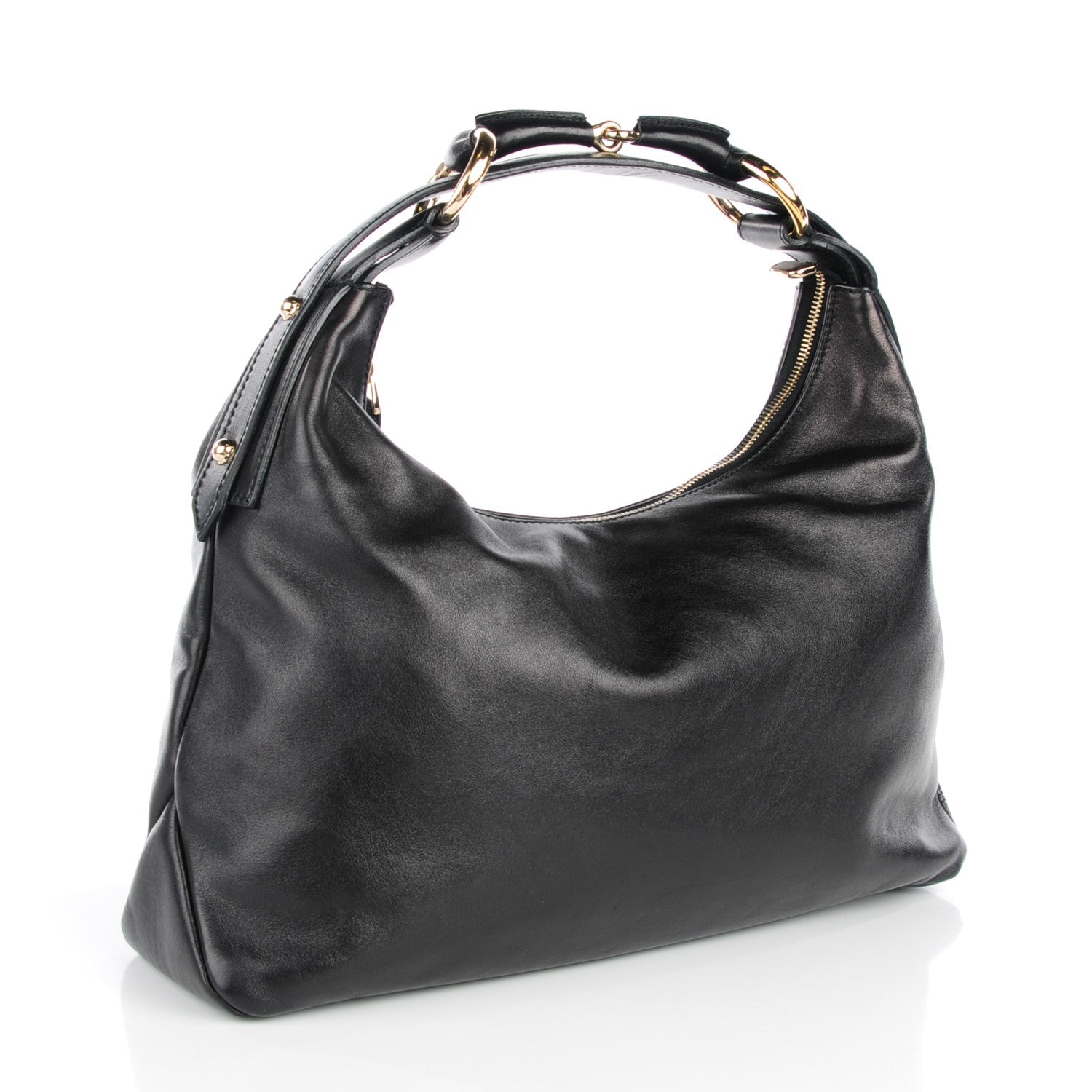 Gucci Calfskin Medium Horsebit Chain Hobo Black 3 of 7