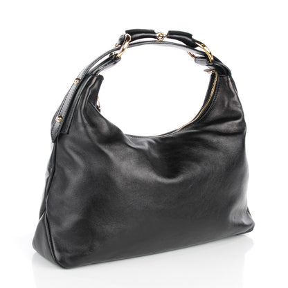 Gucci Calfskin Medium Horsebit Chain Hobo Black 3 of 7