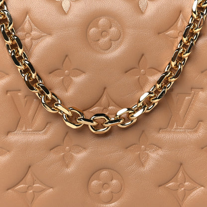 Louis Vuitton Lambskin Embossed Monogram Pochette Coussin Camel 7 of 10