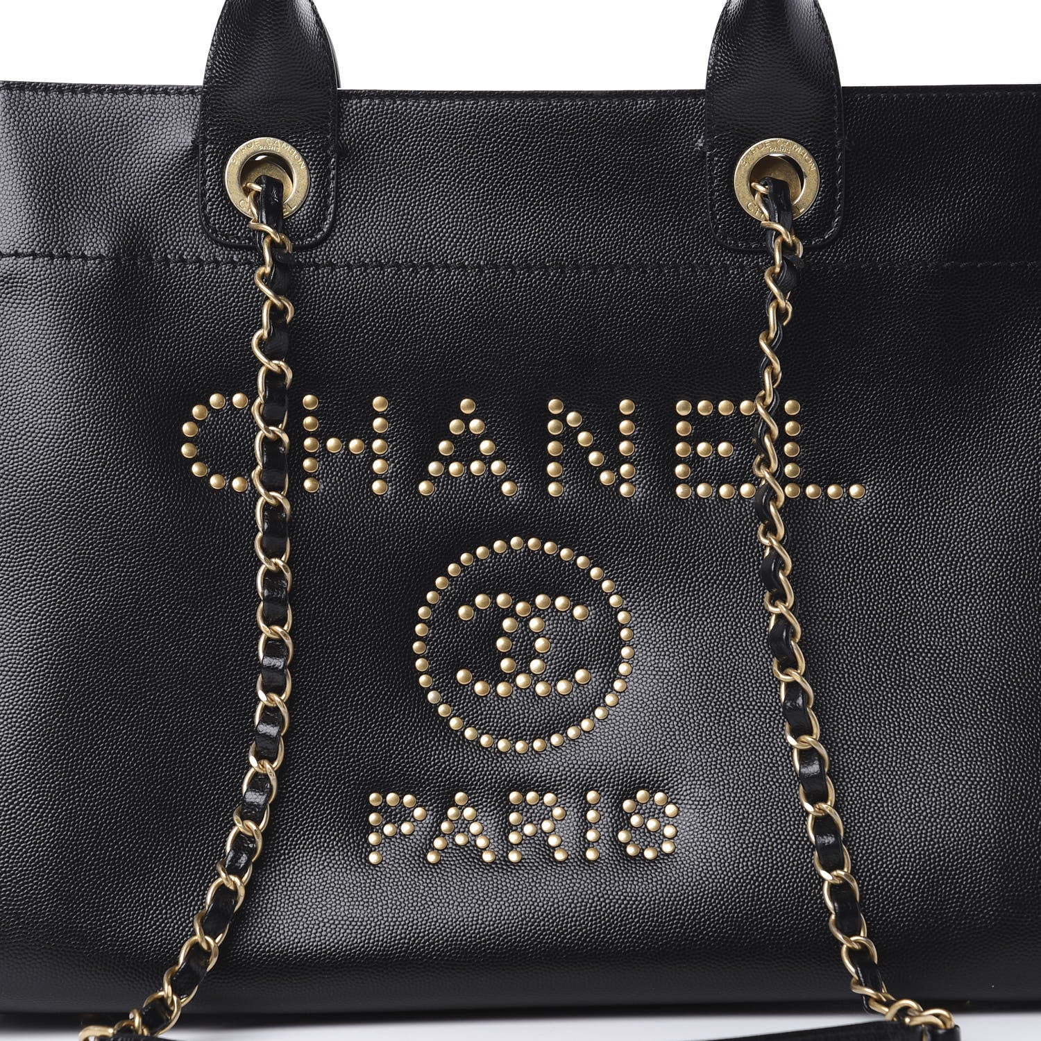 Chanel Caviar Small Studded Deauville Tote Black 9 of 11