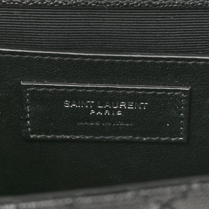 Saint Laurent Grain De Poudre Textured Mixed Matelasse Triquilt Medium Monogram Satchel Black 6 of 10