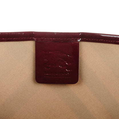 Burberry Patent Trim Nova Check Medium Shopper Tote Red 8 of 10