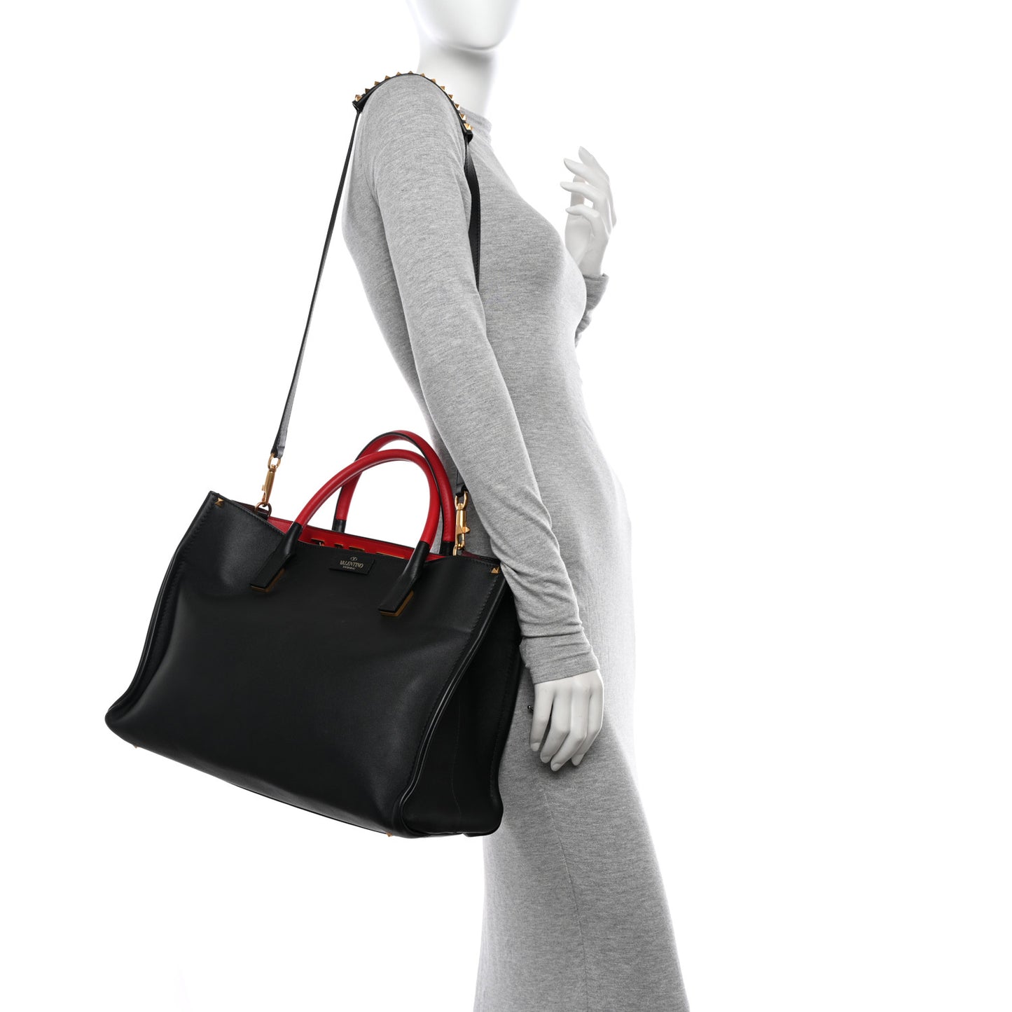 Smooth Calfskin Soul Tote Black Red