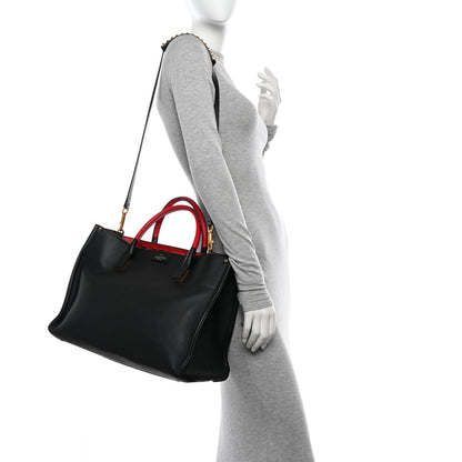 Valentino Garavani Smooth Calfskin Soul Tote Black Red 2 of 10