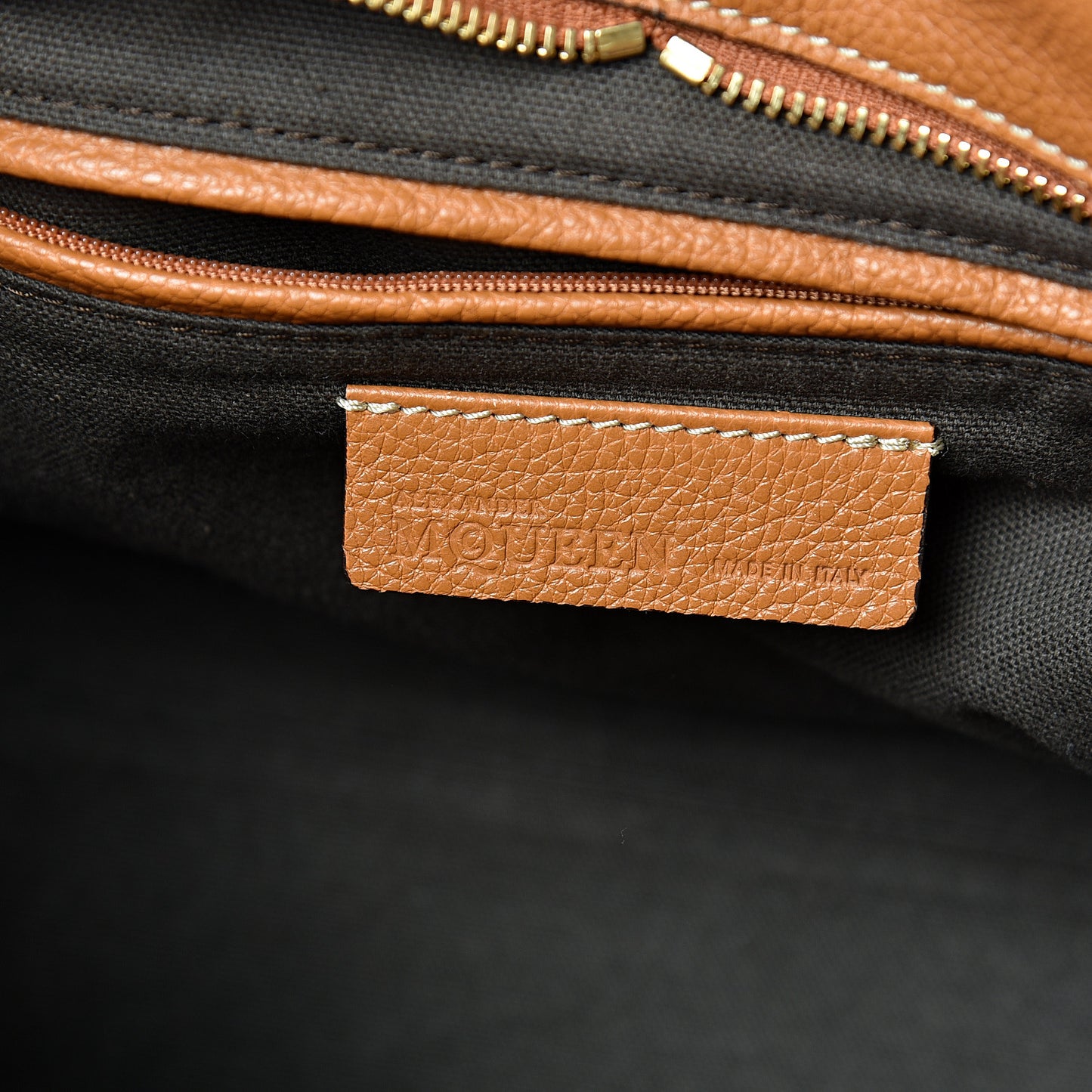 Pebbled Calfskin Small Skull Padlock Zip Around Tote Tan