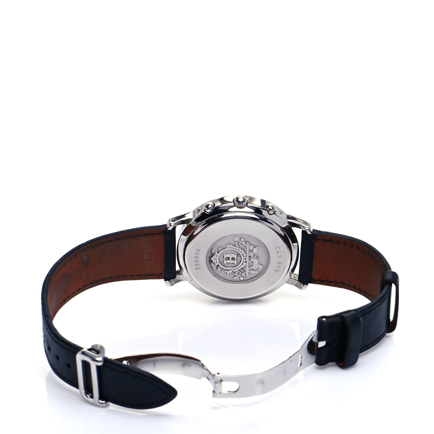 Hermes Stainless Steel Barenia 40mm Clipper Chronograph Quartz Watch Noir 6 of 6