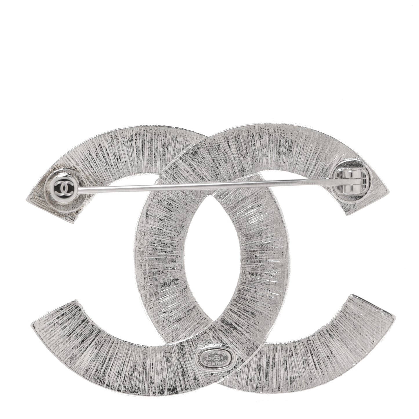Baguette Crystal CC Brooch Silver