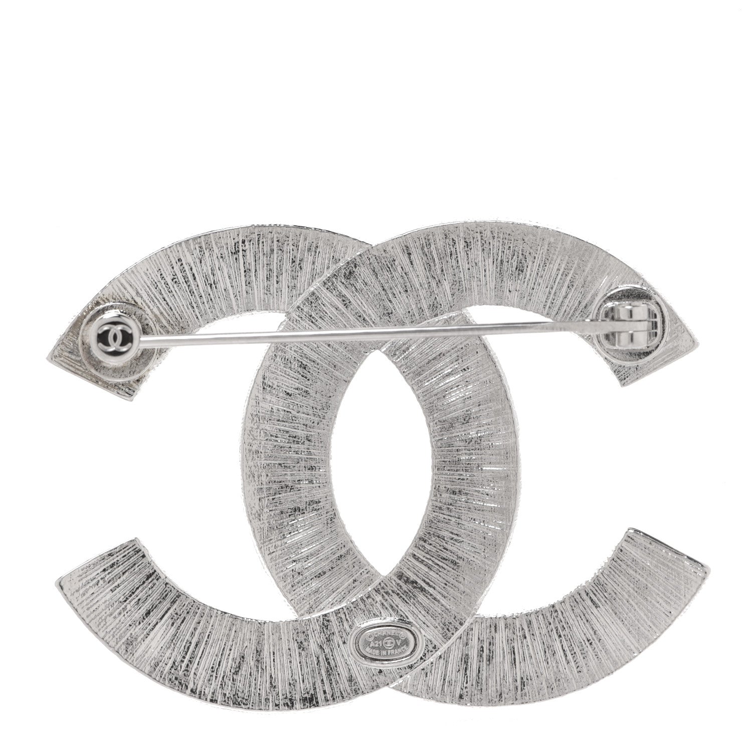 Chanel Baguette Crystal CC Brooch Silver 3 of 5