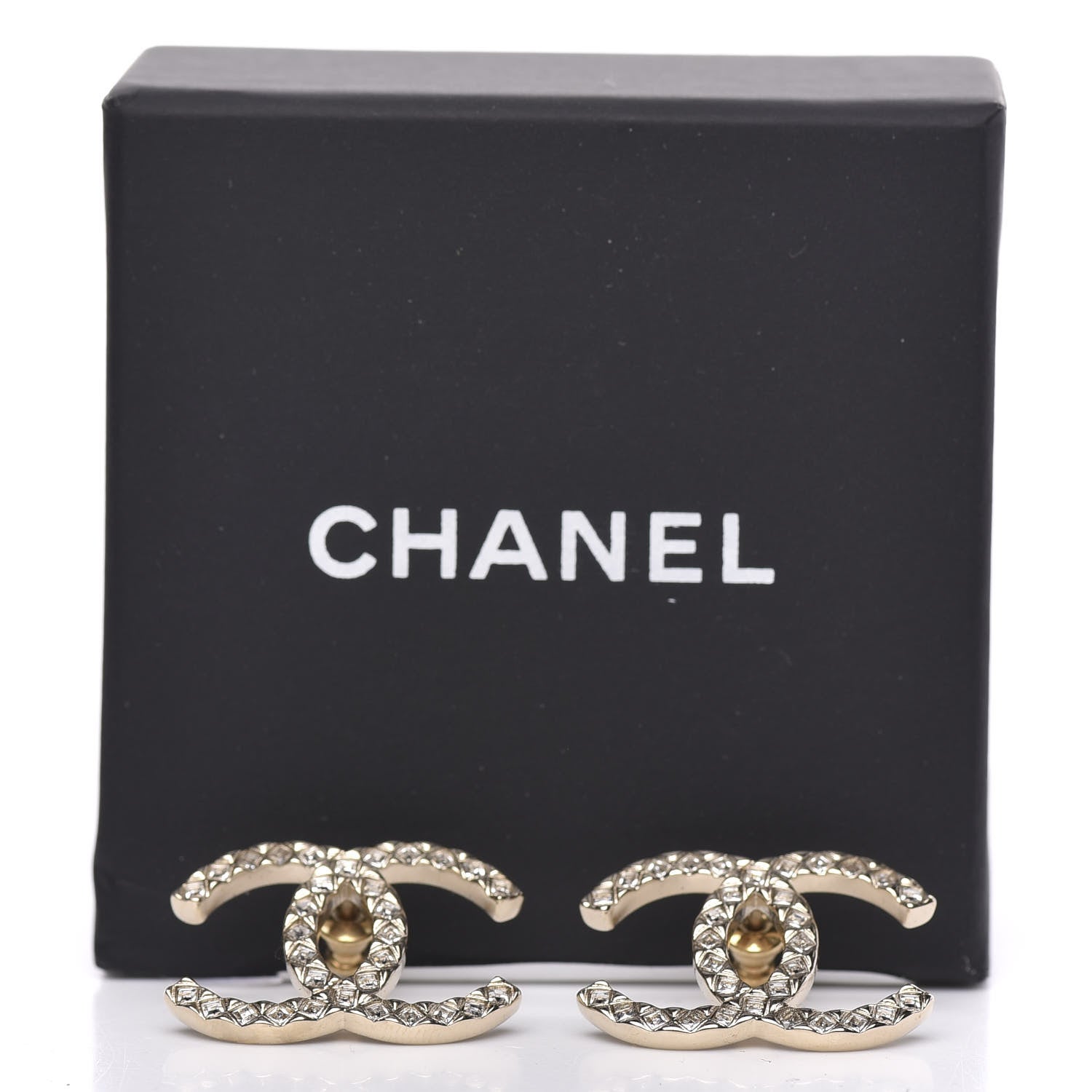 Chanel Baguette Crystal High Society CC Earrings Gold 9 of 9