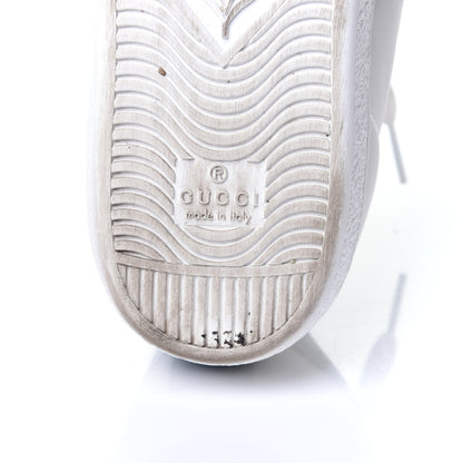 Gucci Calfskin Ayers Bee Embroidered Womens Ace Sneakers 37.5 White Green 11 of 16