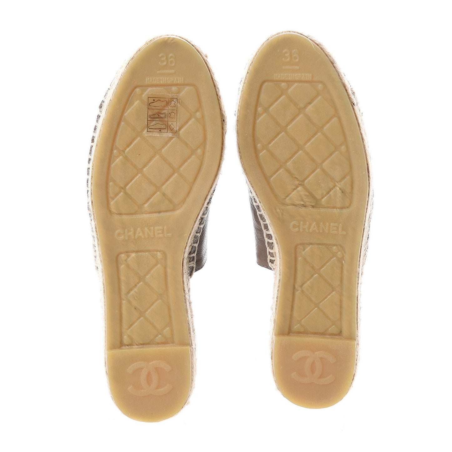 Calfskin CC Espadrille Mules 36 Beige