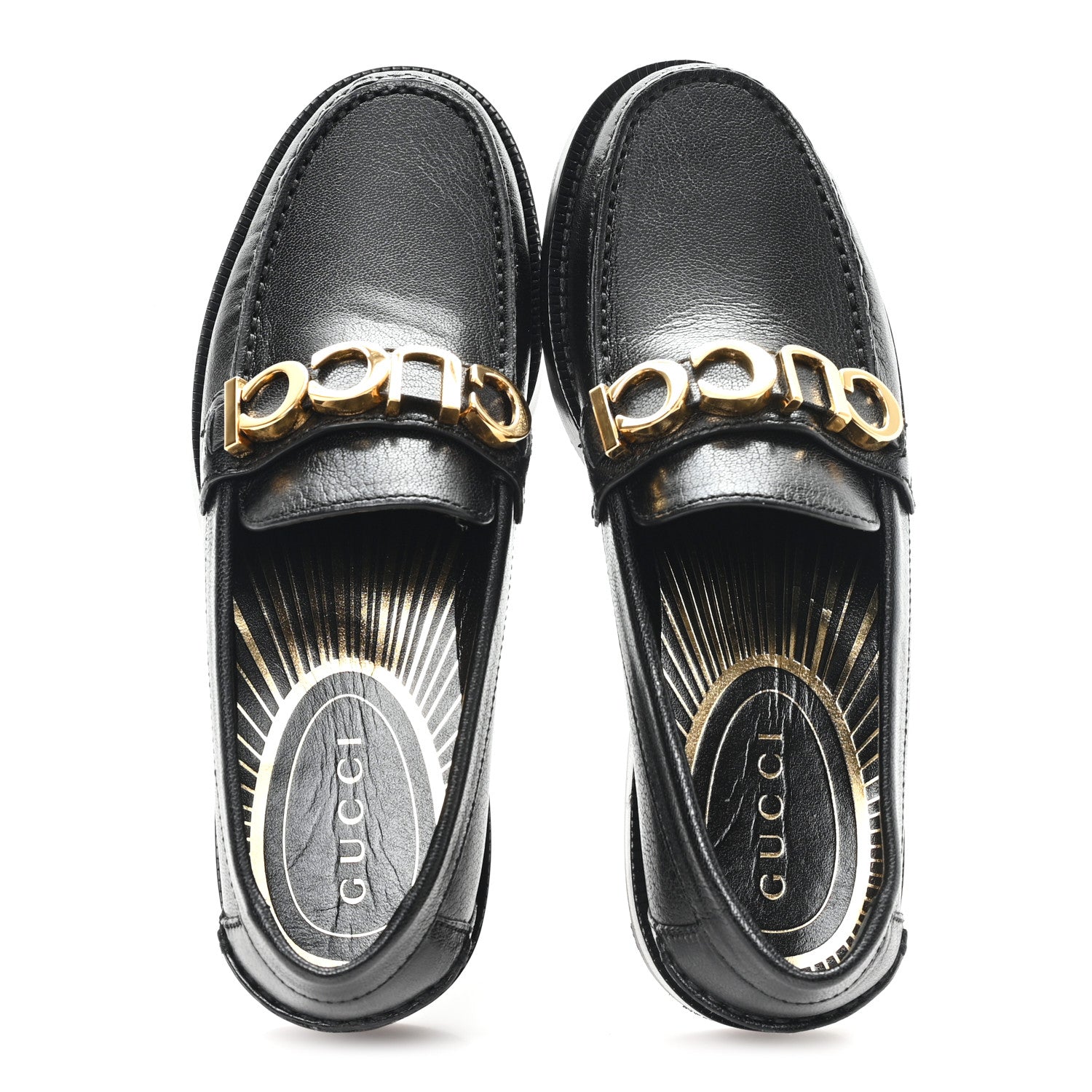 Gucci Goatskin Womens Logo 15mm Loafers 35.5 Black 2 of 10