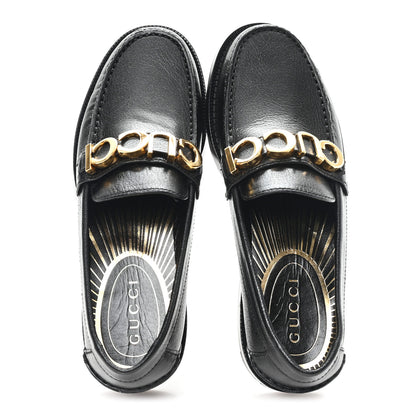 Gucci Goatskin Womens Logo 15mm Loafers 35.5 Black 2 of 10