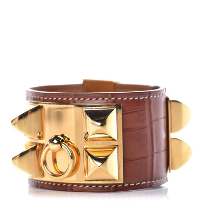Hermes Matte Alligator Collier De Chien CDC Bracelet S Fauve 1 of 7