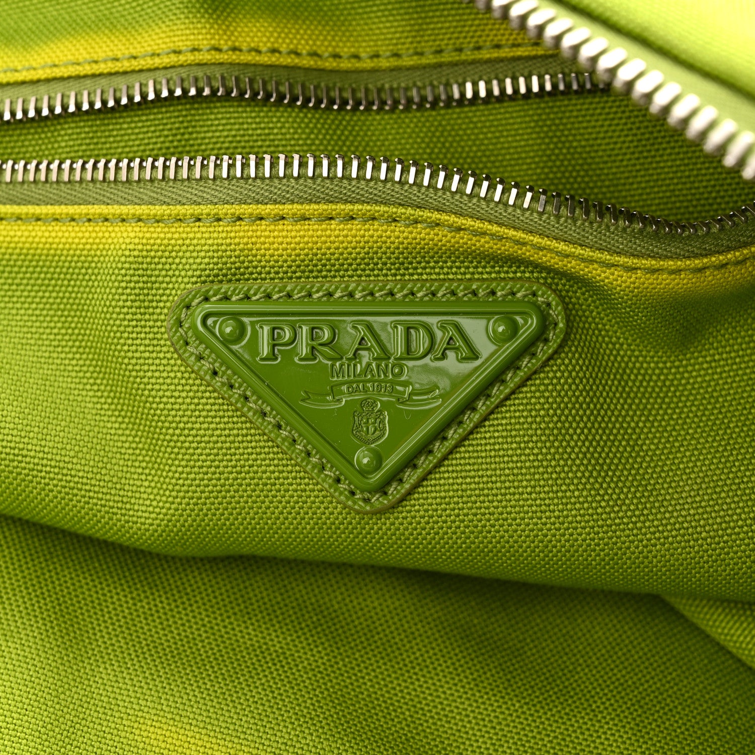 Prada Canapa Logo Embossed Large Triangle Shoulder Bag Felce 6 of 12