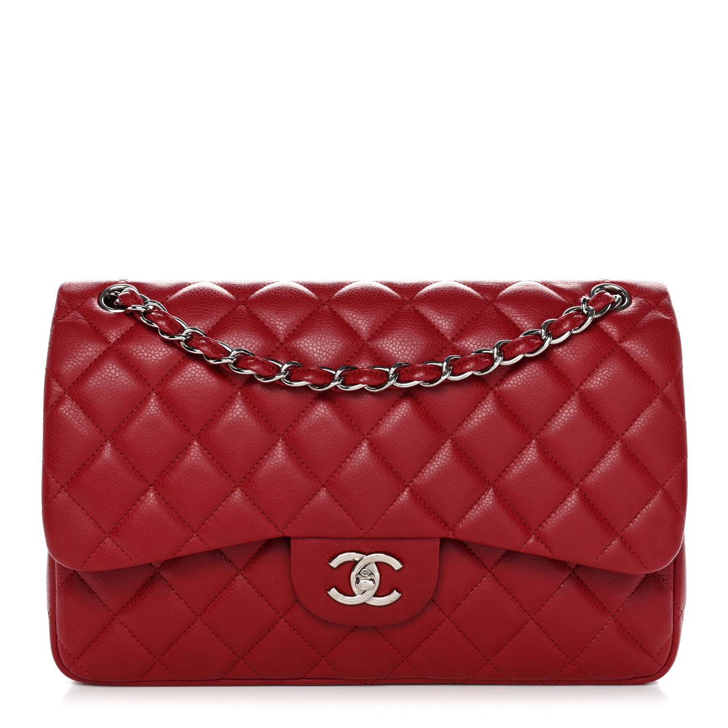 Chanel Caviar Quilted Jumbo Double Flap Dark Red 1 of 13