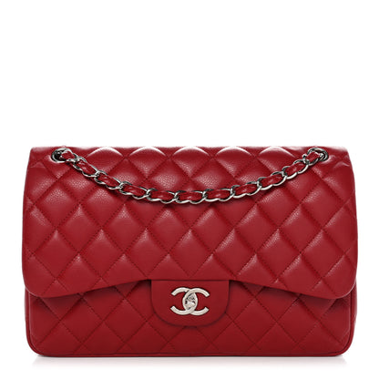 Chanel Caviar Quilted Jumbo Double Flap Dark Red 1 of 13