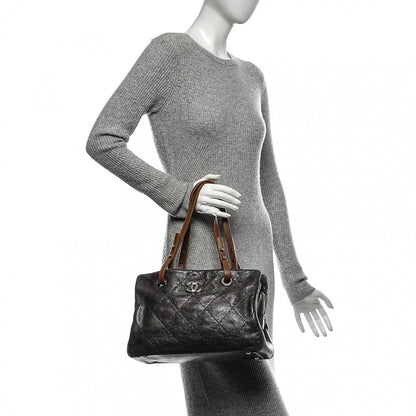 Chanel Glazed Calfskin On the Road Zip Tote Grey 2 of 7