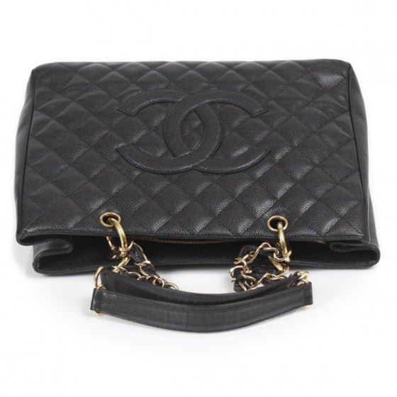 Caviar Quilted Grand Shopping Tote GST Black