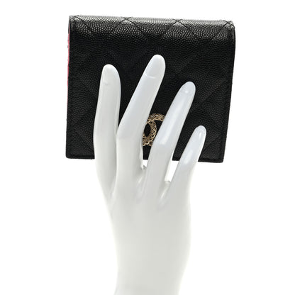 Chanel Caviar Metal Perforated Quilted Compact Bifold Wallet Black 2 of 7