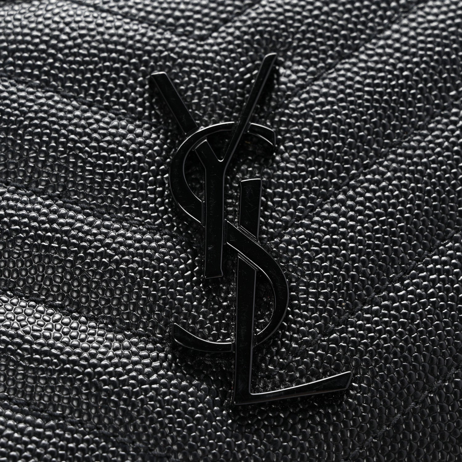 Saint Laurent Grain De Poudre Matelasse Chevron Monogram Monochrome Compact Zip Around Wallet Black 9 of 9
