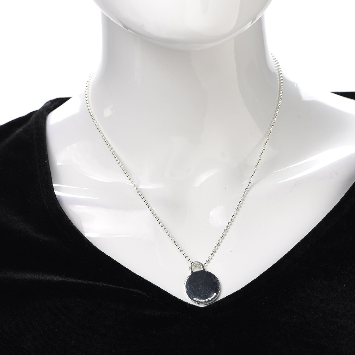 Tiffany Sterling Silver Round Tag Bead Necklace 2 of 5