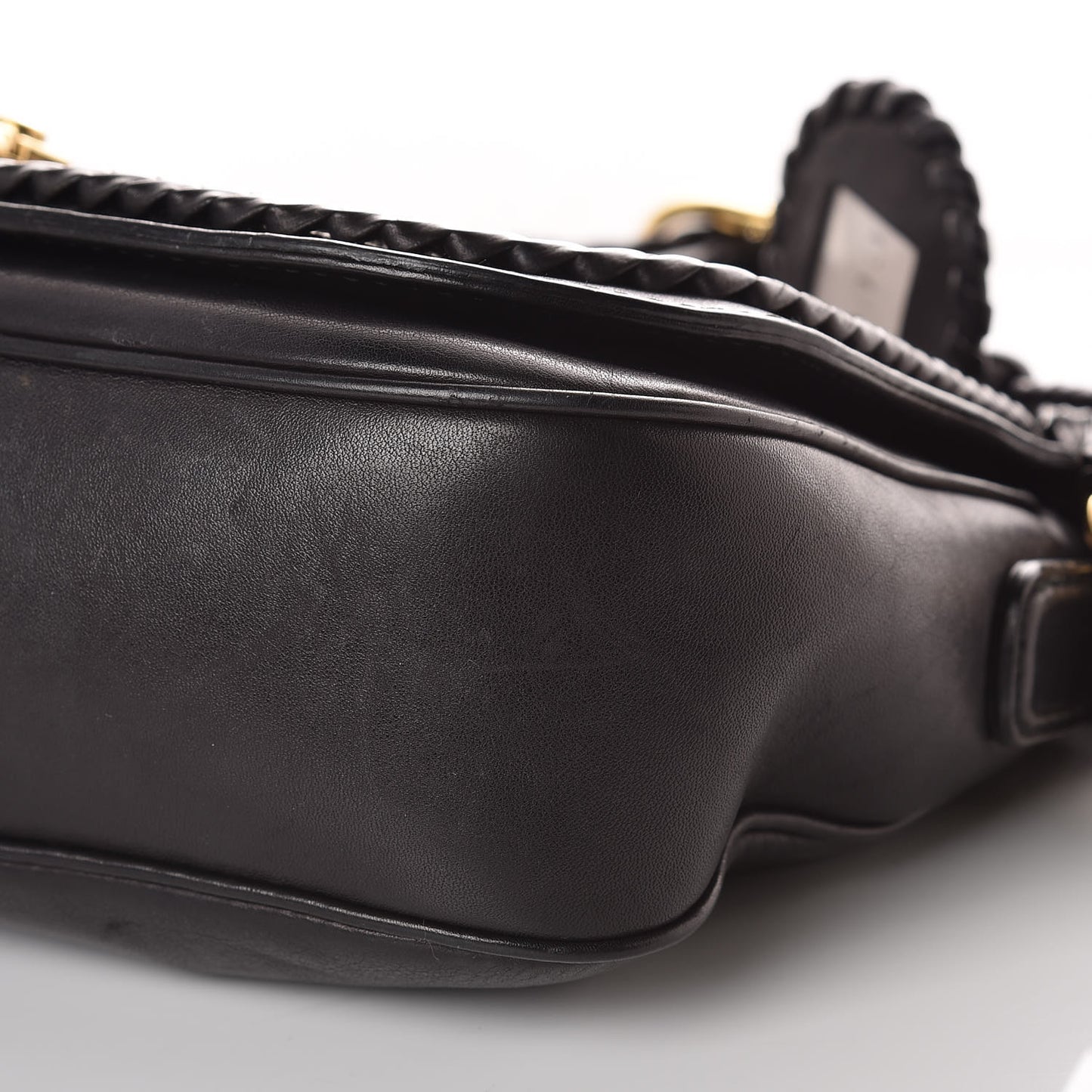 Calfskin Handmade Medium Flap Shoulder Bag Black