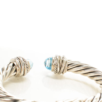 David Yurman Sterling Silver Diamond Blue Topaz 8.5mm Crossover Hinge Bracelet 5 of 6