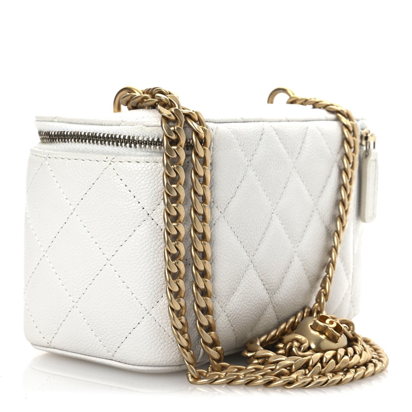 Caviar Quilted Sweetheart Vanity Case White
