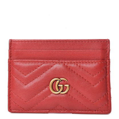 Gucci Calfskin Matelasse GG Marmont Card Holder Hibiscus Red 1 of 7