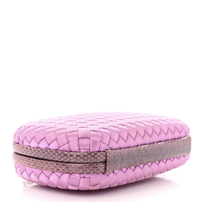 Bottega Veneta Satin Intreccio Impero Ayers Knot Clutch Orchid 4 of 9