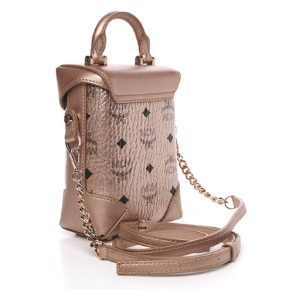 MCM Metallic Visetos Mini Soft Berlin Crossbody Champagne 3 of 9