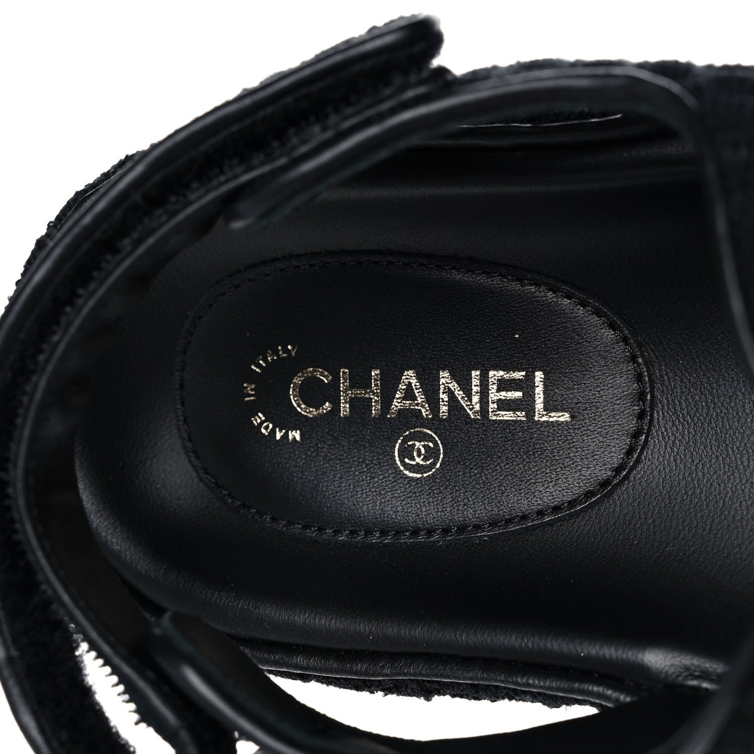 Chanel Knit Fabric Velcro Dad Sandals 41 Black Dark Blue Light Blue 7 of 10