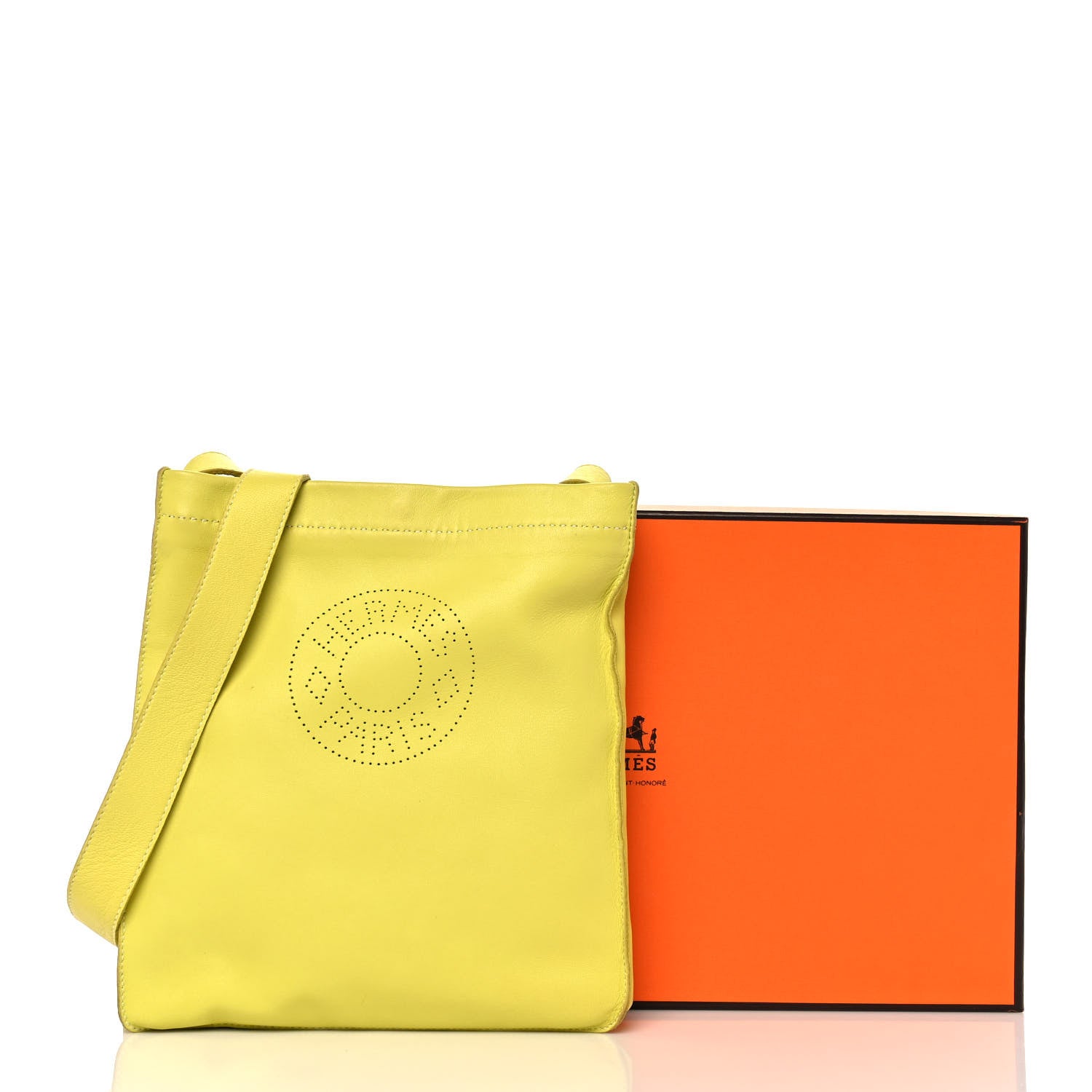 Hermes Lambskin Clou De Selle Pouch Sulphur 9 of 9