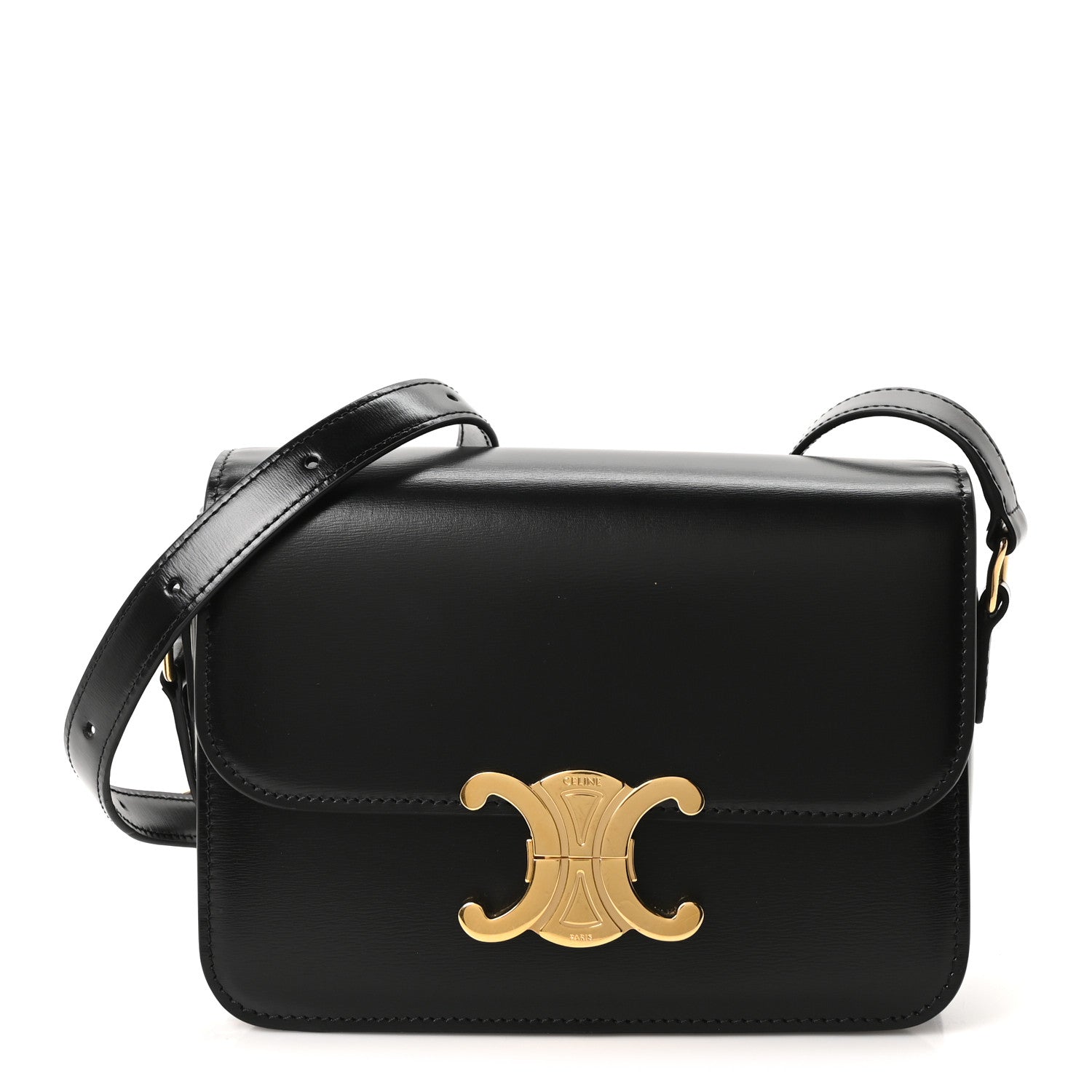Celine Shiny Calfskin Teen Triomphe Black 1 of 10