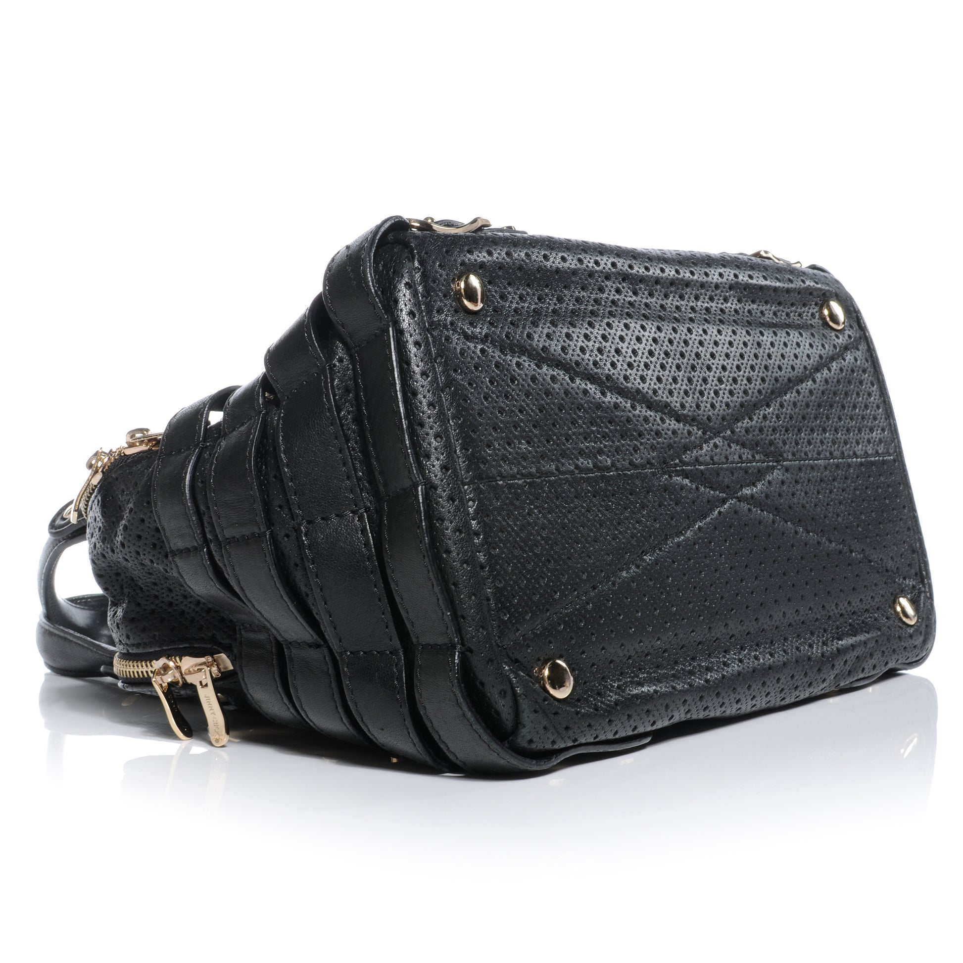 Jimmy Choo Leather Perforated Blythe M Handbag Black 4 of 6