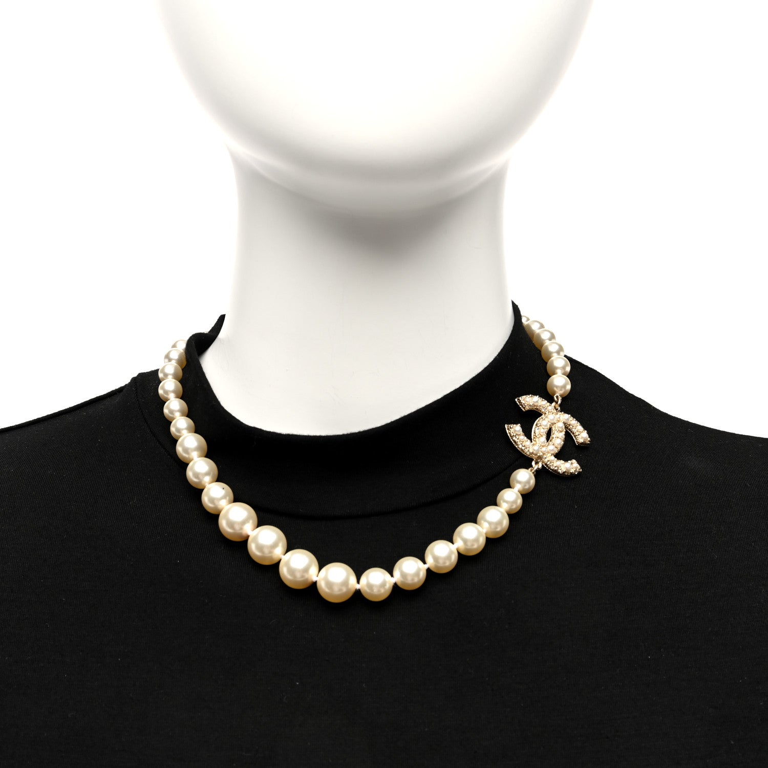 Chanel Graduated Pearl CC Short Necklace Gold 2 of 4