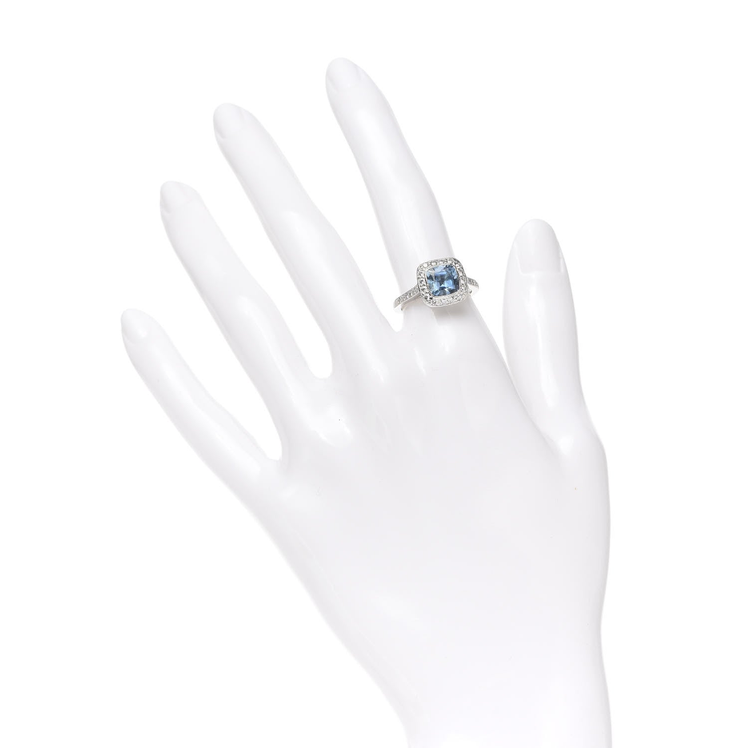 Tiffany Platinum Diamond Aquamarine Legacy Ring 50 5.5 2 of 7
