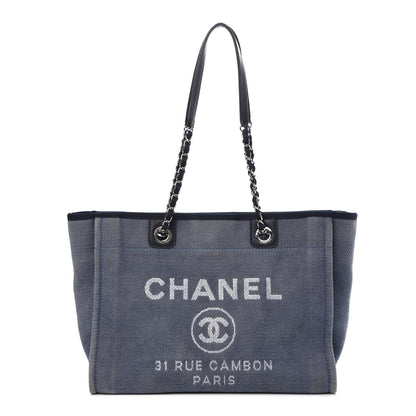 Chanel Canvas Small Deauville Tote Denim Blue 1 of 12