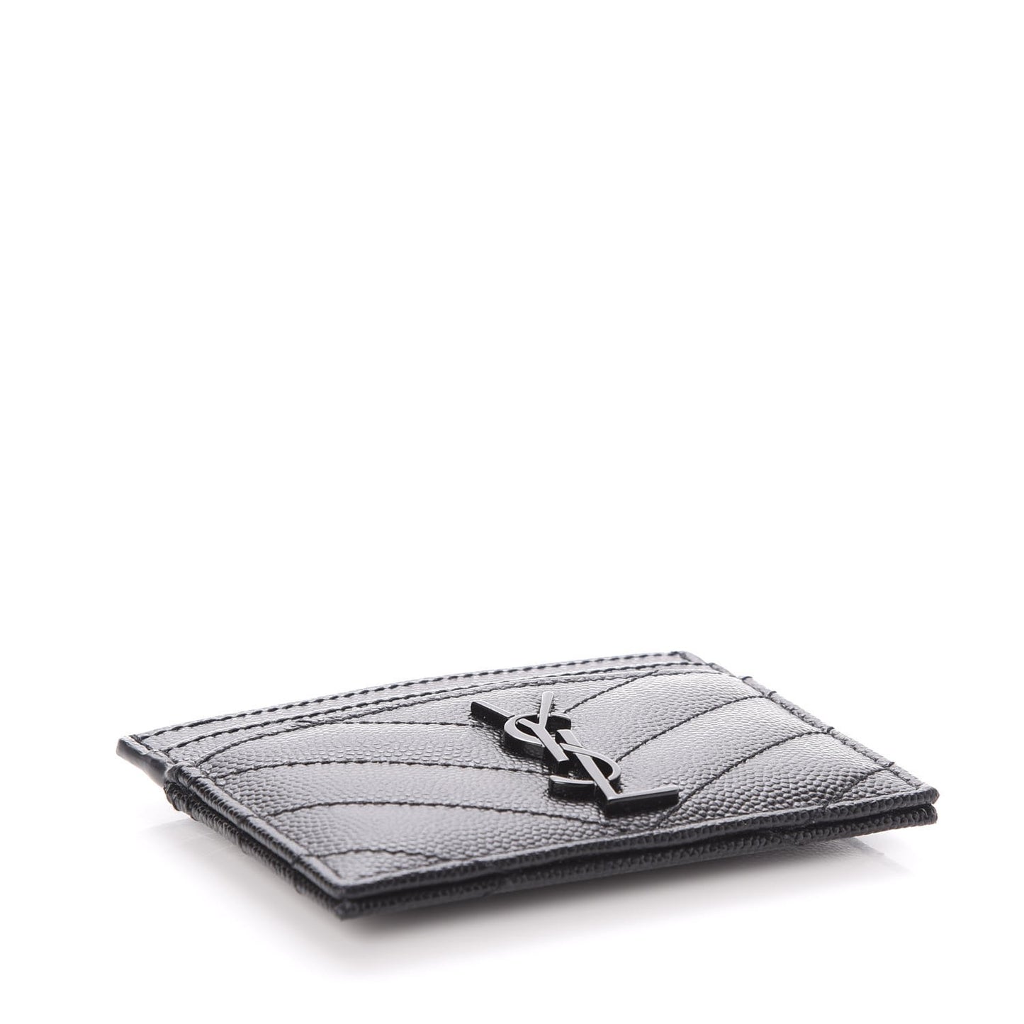 Grain De Poudre Matelasse Chevron Monogram Credit Card Case Black