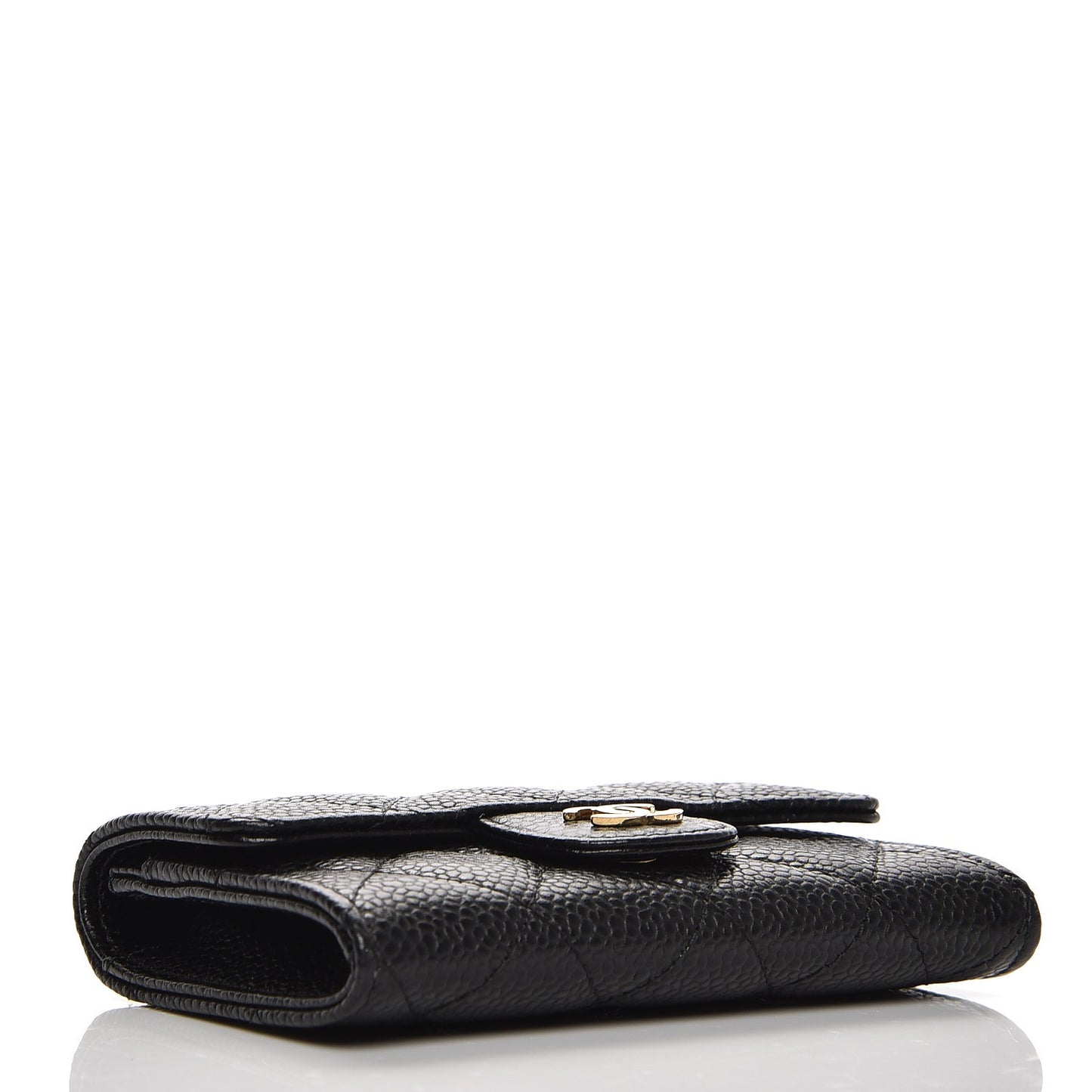 Caviar Quilted Flap Card Holder Black
