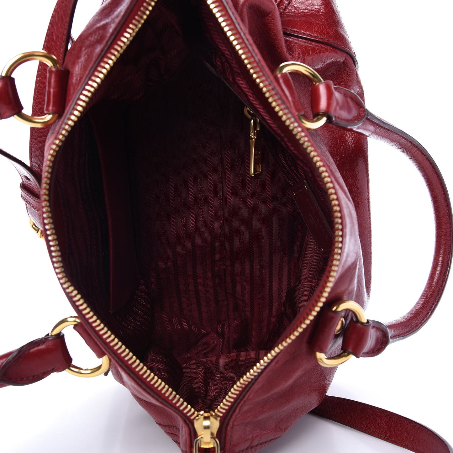 Vitello Shine Shopping Satchel Rosso