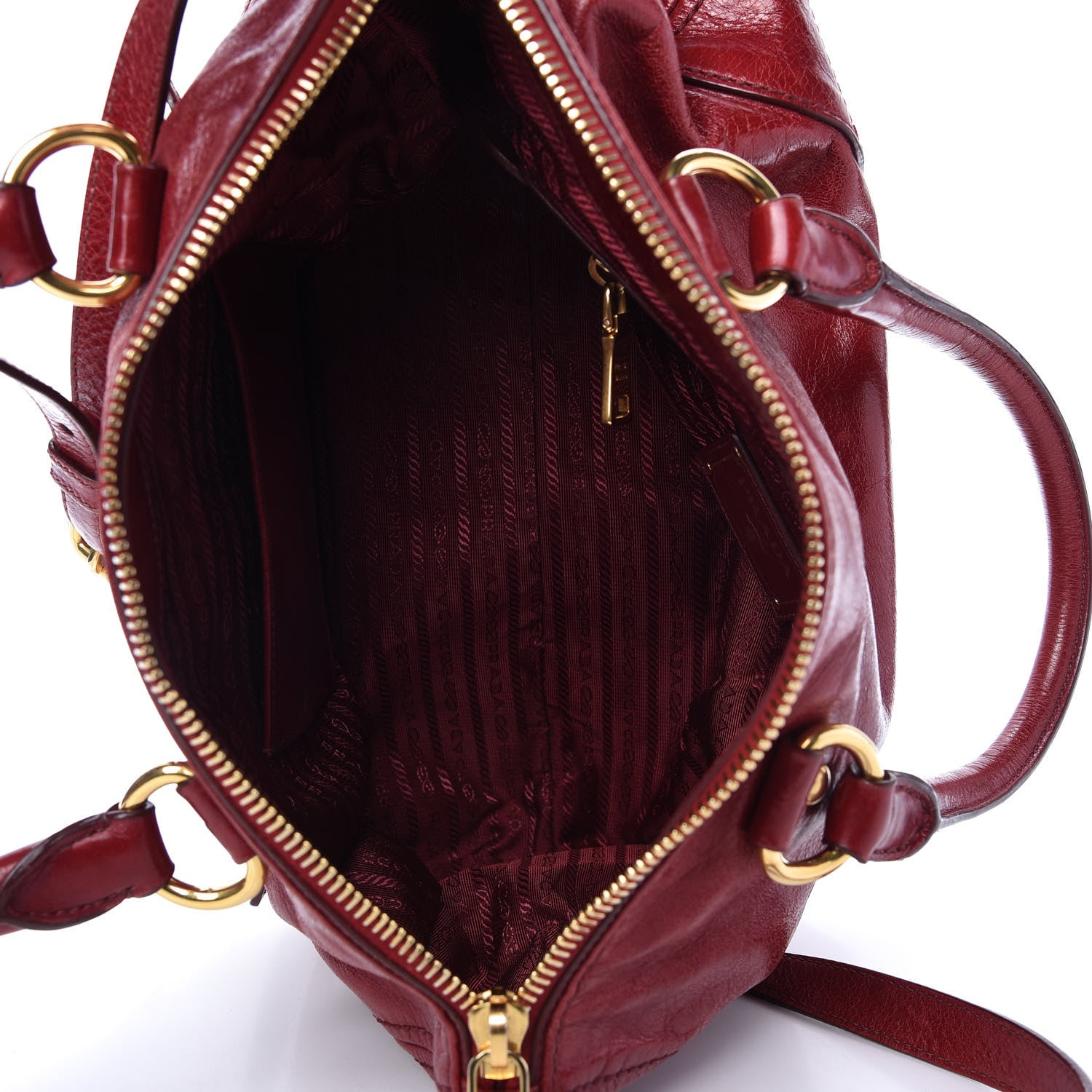 Prada Vitello Shine Shopping Satchel Rosso 5 of 10