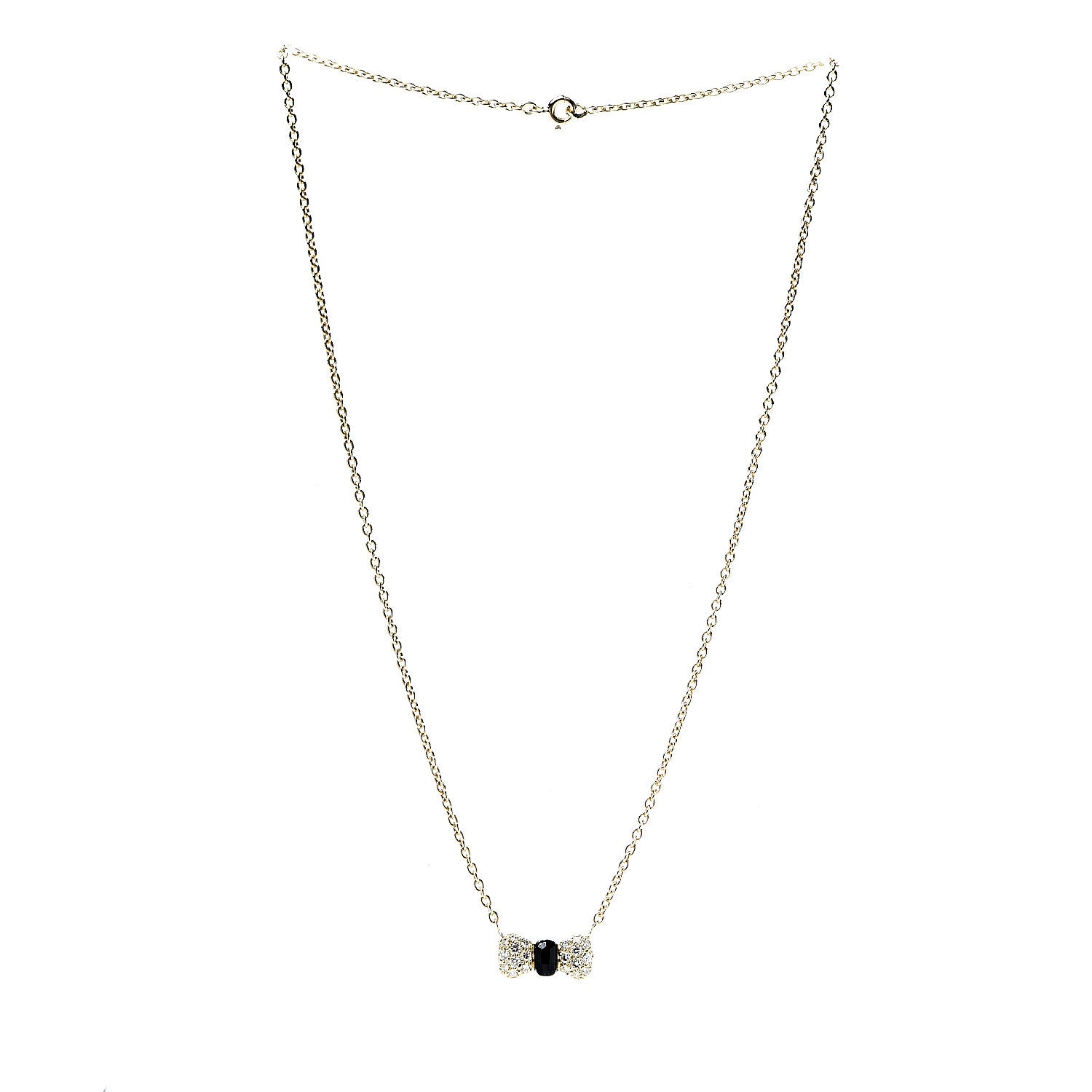 Van Cleef & Arpels 18K Yellow Gold Black Onyx Diamond Bow Pendant Necklace 2 of 4