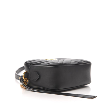 Gucci Calfskin Matelasse Mini GG Marmont Chain Shoulder Bag Black 3 of 9